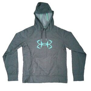 Under Armour Womens Sz-M Athletic Gym Workout Hoodie Gray Turquoise Logo